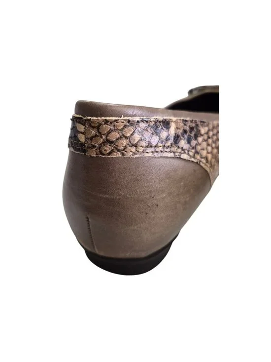 Ecco Womens Taupe & Snake Print Leather Ballet Flats Size 40 EU - Picture 9 of 12